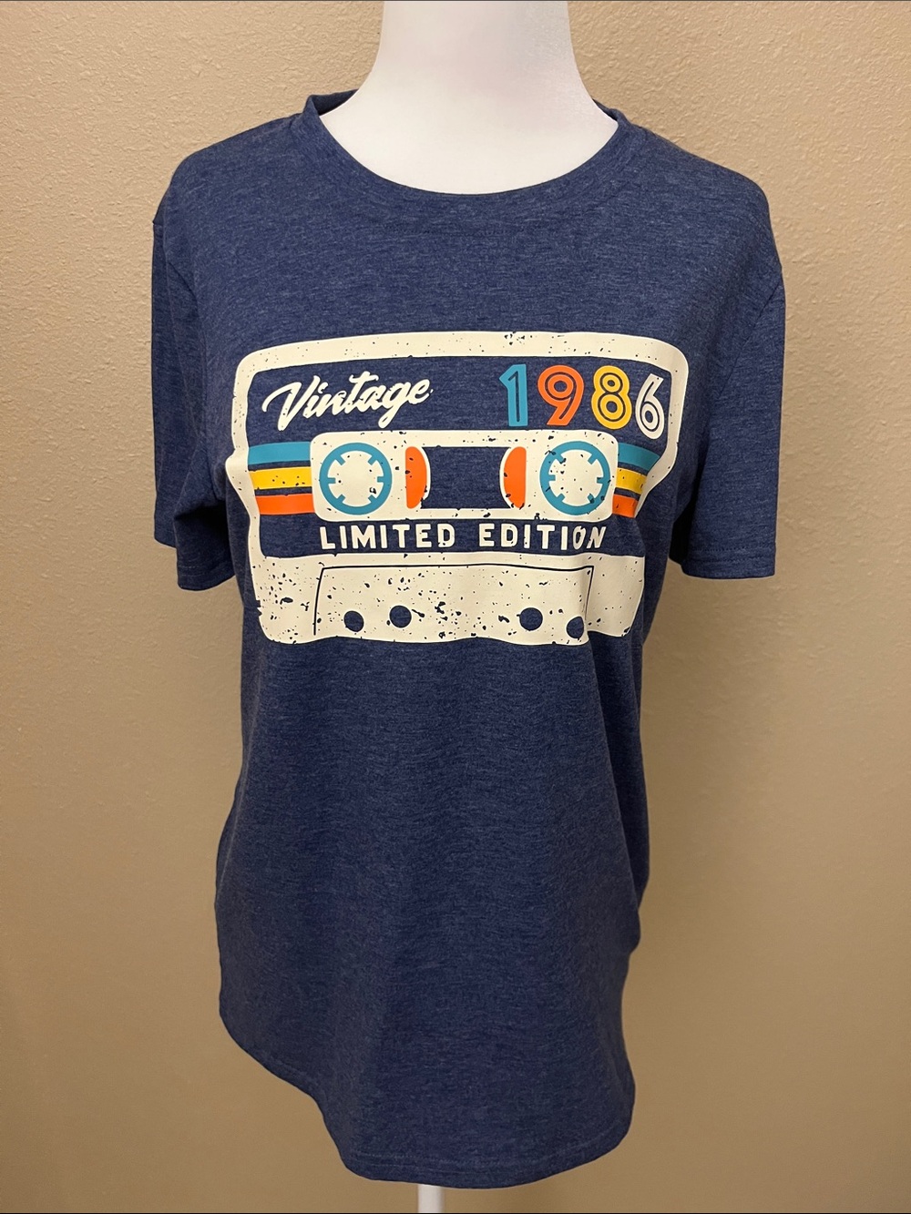 Vintage 1986 Limited Edition Cassette Graphic Tee - Navy